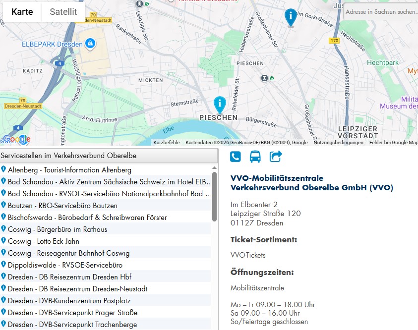 Übersicht Verkaufsstellen im VVO